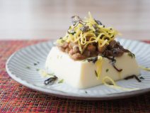 錦糸卵あおさ塩昆布納豆たまご豆腐