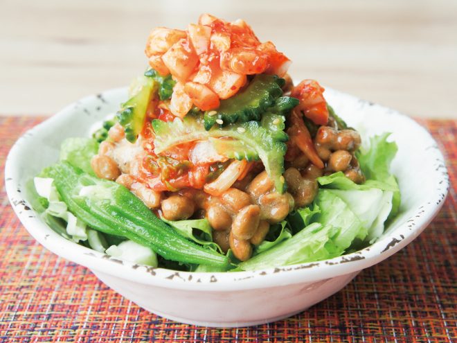 納豆キムチつぶ貝ゴーヤサラダ｜簡単納豆レシピ