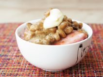 厚切りハムマヨ納豆ご飯