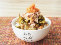 明太子高菜シーチキン納豆ご飯