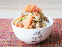 肉野菜炒め納豆明太子ご飯