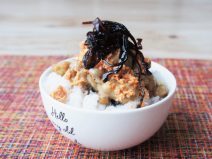 昆布しば漬けとシャケ納豆茶漬け