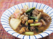 かぶと小松菜の甘酢あんかけ納豆