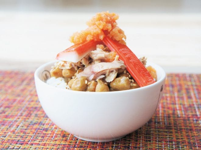 納豆かにかま明太子シーチキンご飯