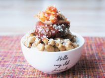 ミニバーグ&キムチ納豆ご飯