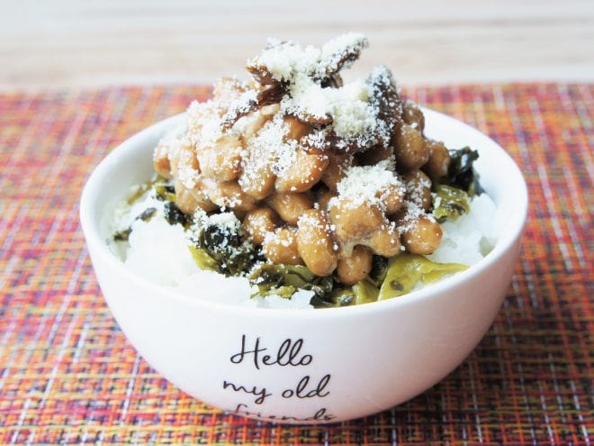 納豆たかなチーズわかさぎご飯