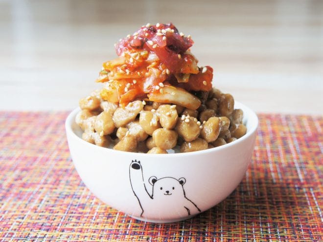 納豆キムチ梅くらげごはん