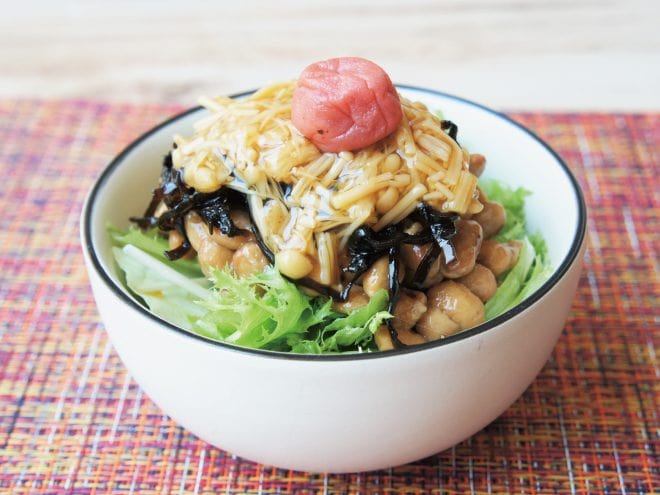昆布納豆なめ茸梅サラダ