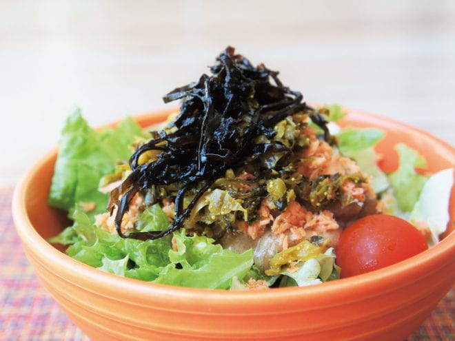 納豆シャケ昆布たかなサラダ