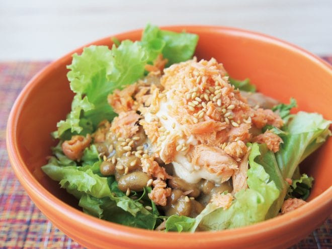 しゃけマヨ納豆サラダ