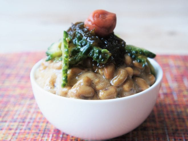 もずくゴーヤ梅納豆ごはん