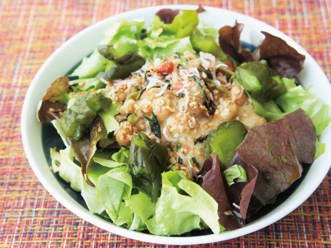 青きゅうりと梅じゃこ納豆サラダ 竹之下フーズの納豆アレンジレシピ