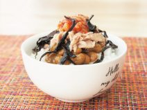 シーチキン昆布たこキムチ納豆ご飯