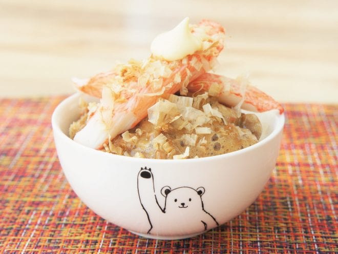 カニカマ納豆マヨご飯