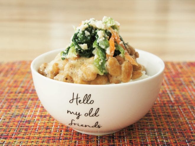 ほうれんそうの白和え納豆ご飯