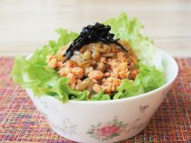 シャケとなめ茸昆布の納豆サラダ