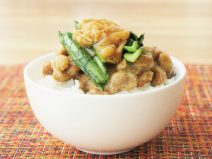 小松菜となめ茸納豆ご飯