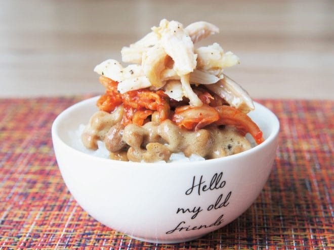 キムチチキン納豆ご飯