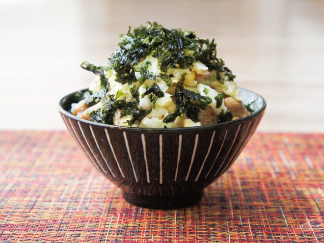 納豆コールスロー韓国のり麦ご飯