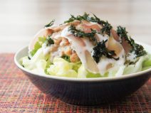わさび韓国のり納豆シーザー生ハムサラダ