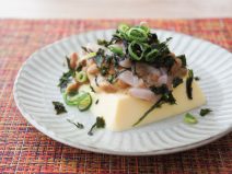 柚子イカの塩辛ネギのり納豆たまご豆腐
