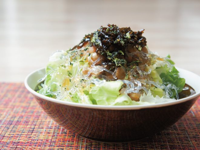 ワサビしそ昆布おろし納豆海藻サラダ