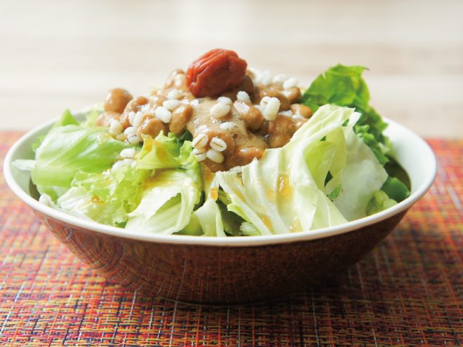 梅おろし納豆もち麦サラダ