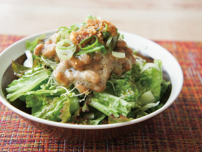 ねぎ油ネギ納豆ブロッコリースプラウトサラダ