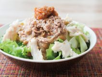 もろみ蒸し鶏納豆シーチキンサラダ