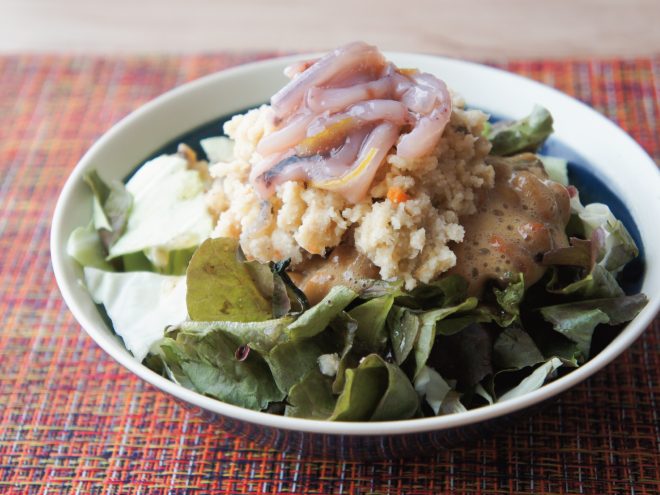卯の花納豆ゆずイカの塩辛サラダ