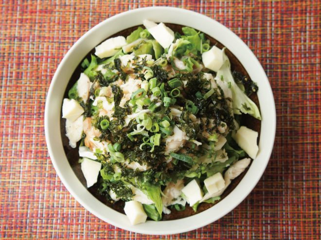 韓国のりネギ納豆ささみチーズイタリアンサラダ