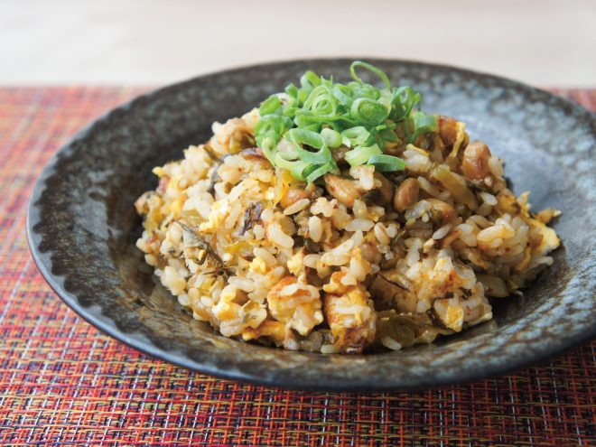 ねぎ高菜シーチキン納豆チャーハン