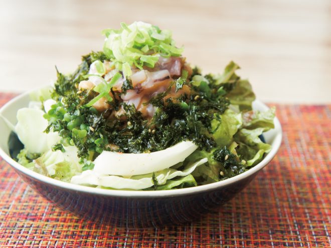 ネギいかの塩辛のり納豆イタリアンサラダ