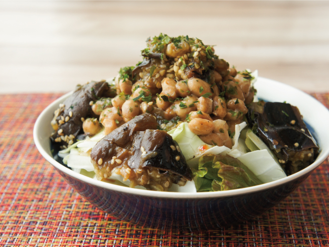 焼きなす南蛮納豆サラダ