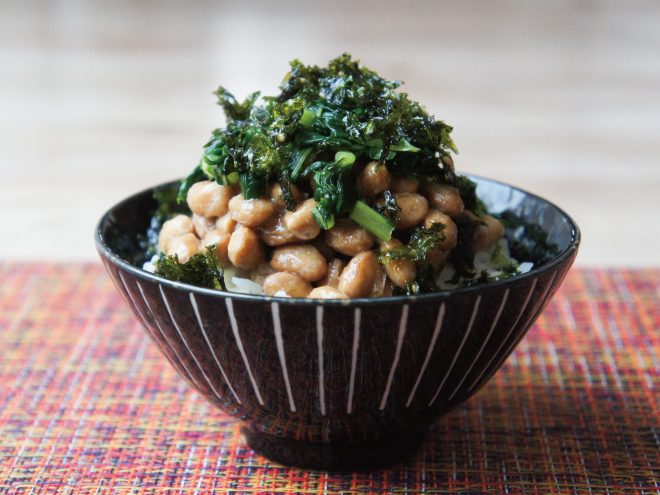 大根菜のり納豆麦ごはん