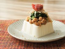 大根菜うめ蒸し鶏納豆冷奴