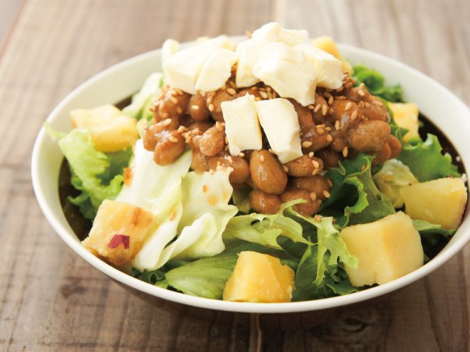 モッツアレラチーズ納豆さつまいもサラダ