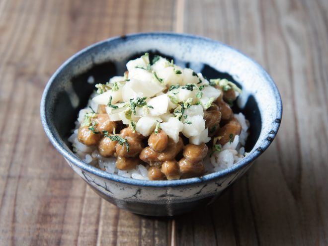 青菜割干ゆず大根納豆麦ごはん