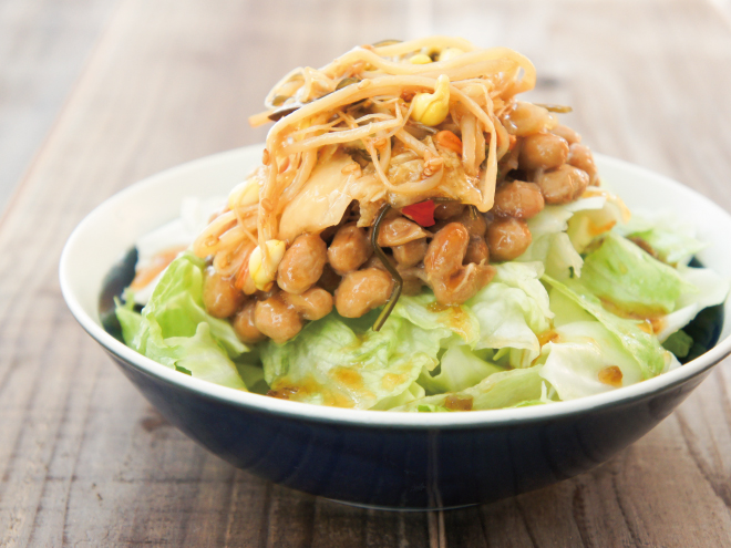 白菜松前大豆もやし納豆サラダ