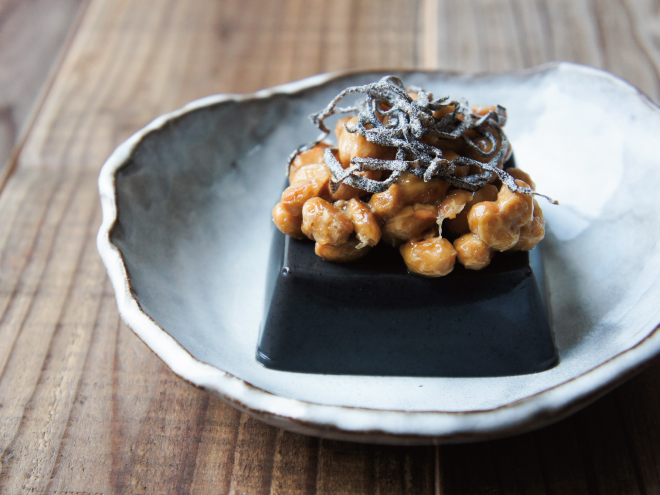 塩こんぶ納豆黒ゴマ豆腐