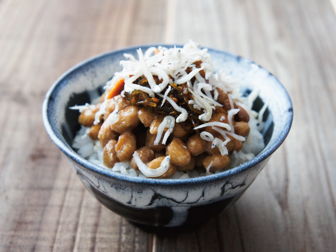 たらこ昆布じゃこ納豆麦ごはん