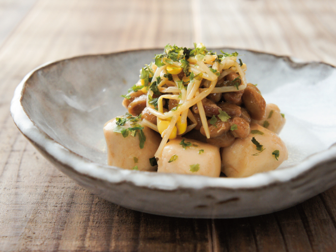 大豆もやし納豆さといも煮