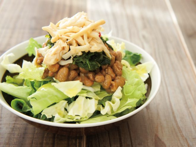 穂先メンマわさび高菜納豆サラダ