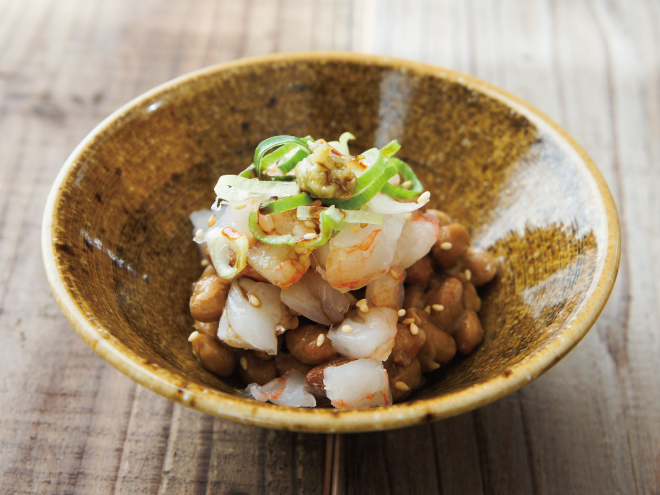 ネギわさび赤エビ納豆