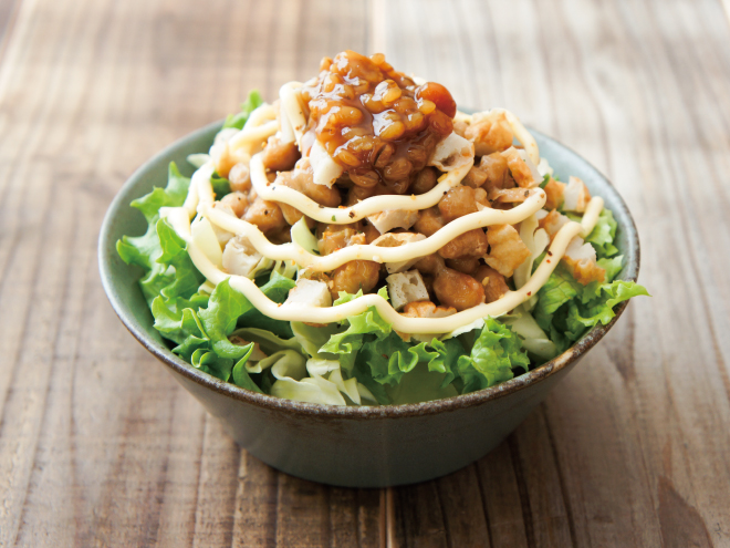 竹輪マヨスパイスもろみ納豆サラダ