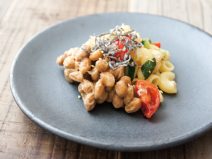 塩昆布納豆ショートパスタドレッシング和え