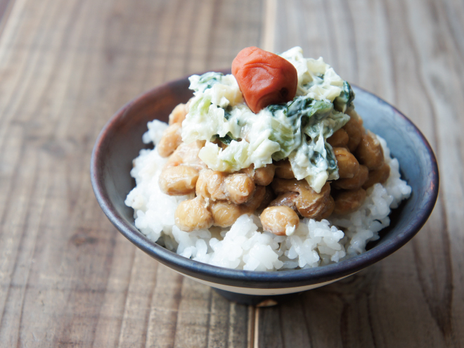 わさび粕漬うめ納豆麦ごはん