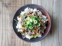 ネギうめ大根塩こんぶ納豆十六雑穀ごはん