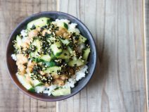 きゅうり漬けわかめ納豆十六雑穀ごはん