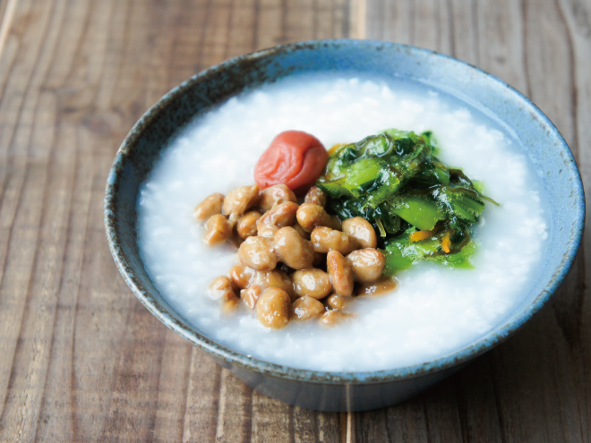野沢菜こんぶ梅納豆おかゆ
